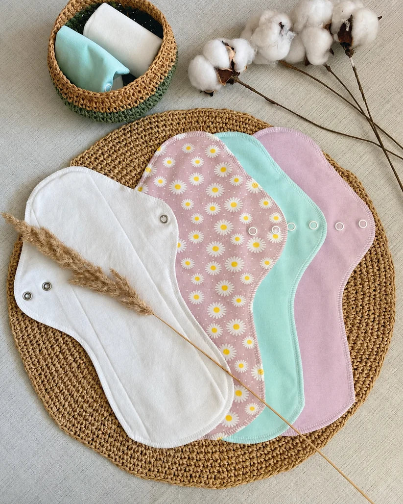 Set di 4 assorbenti lavabili in cotone (colori diversi)